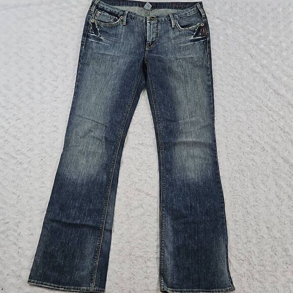 Sterling Silver Jeans bootcut boulet Womens Size 31 embellished light wash denim - Picture 1 of 13